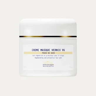 Crème Masque Vernix VG - Trajtim rigjenerues dhe mbrojtës për fytyrën që ndihmon në forcimin e barrierës së lëkurës, rikthimin e ekuilibrit dhe mbrojtjen nga faktorët e jashtëm stresues, duke i dhënë lëkurës më shumë komfort, qëndrueshmëri dhe vitalitet